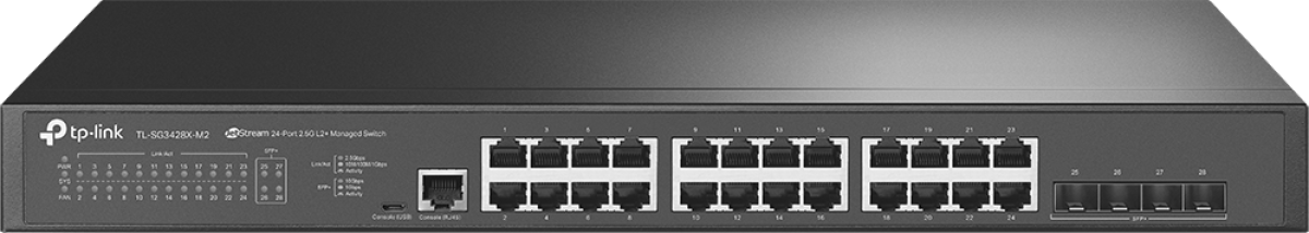 Комутатор/Суич TP-Link TL-SG3428X-M2 JetStream 2.5GBASE-T L2+ управляван с 4 10GE SFP+на ниска цена с бърза доставка - BestPC.BG