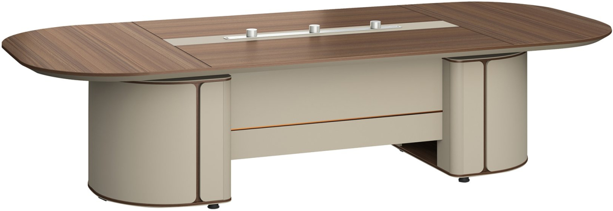 Бюро Заседателна маса RFG Savona, 3200 х 1400 х 750 mm, овален плот, ПДЧ 25 mm, дъб и сивона ниска цена с бърза доставка - BestPC.BG