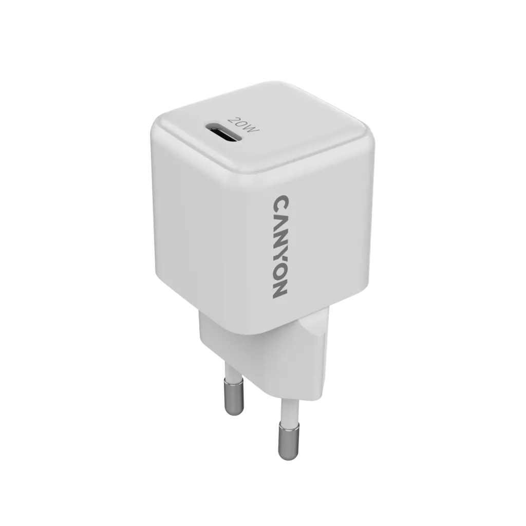 Принадлежност за смартфон CANYON CU20C, 20W, USB Тype-C, GaN Technology, 0.6 A, 100-240 V,на ниска цена с бърза доставка - BestPC.BG