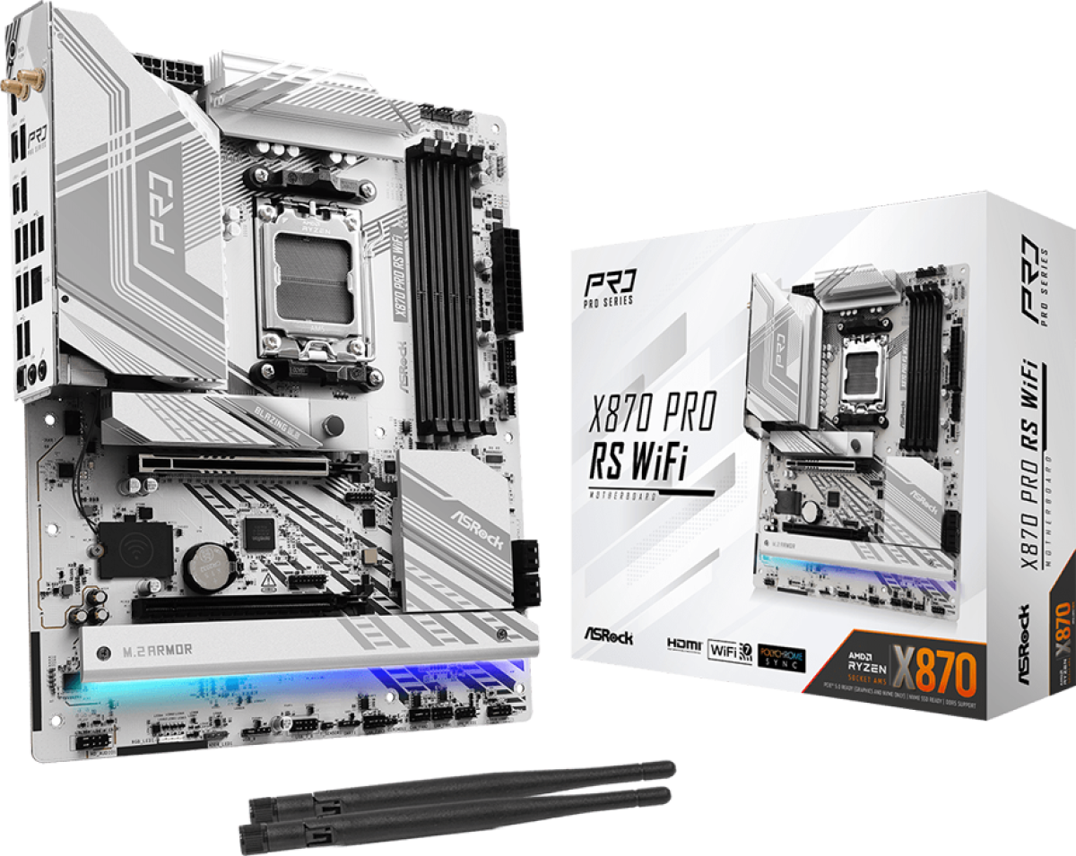 Дънна платка ASROCK MB Desktop X870 PRO RS Wi-Fi, AM5, 4x DDR5, 1x PCIe 5.0 x16, 1x PCIe 4.0 x16, 1x HDMIна ниска цена с бърза доставка - BestPC.BG