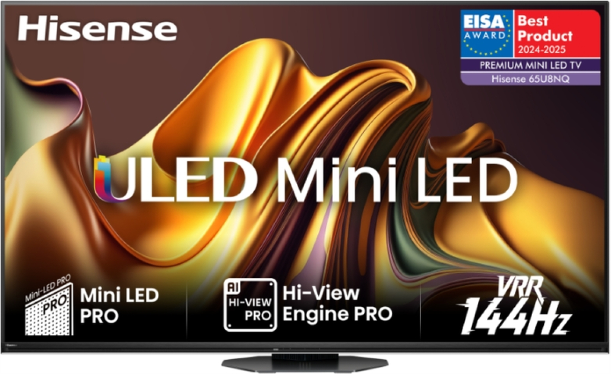 Телевизор Hisense 65" U8NQ, 4K Ultra HD 3840x2160, ULED Pro, FALD, Quantum Dot, 144Hz, IPS, HDRна ниска цена с бърза доставка - BestPC.BG