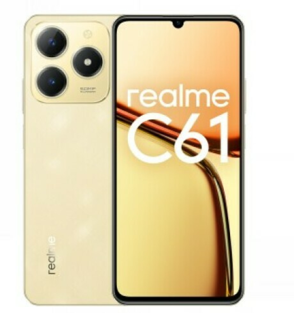 Смартфон Realme C61, 6.74" IPS LCD, 6GB, 256GB, 50MP, USB Type-C, Нано-SIM, DS, 5000 mAh, Златистна ниска цена с бърза доставка - BestPC.BG