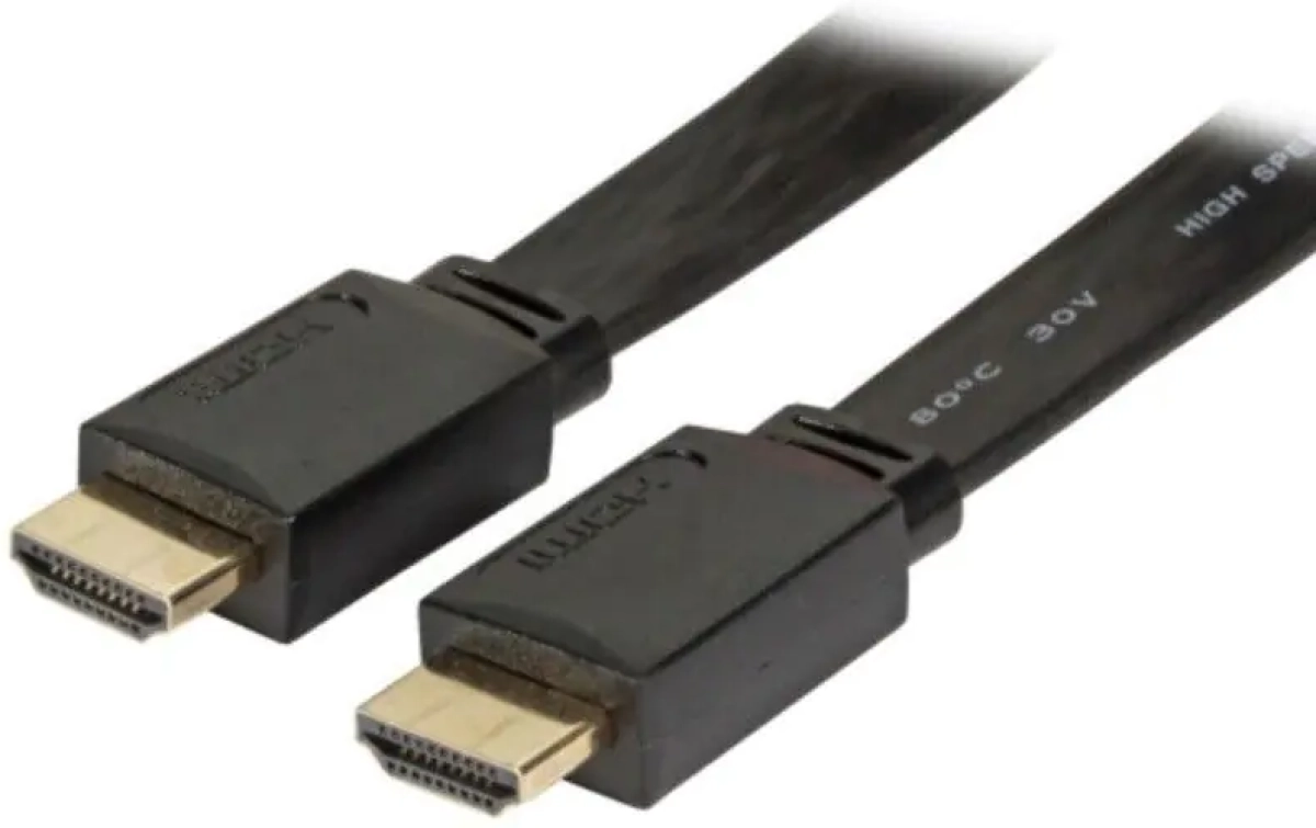 HDMI плосък кабел, HDMI Type A, мъжки-мъжки, черенна ниска цена с бърза доставка - BestPC.BG