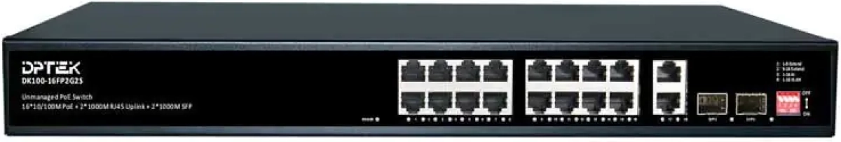 Комутатор/Суич DPTEK DK100-16FP2G2S, PoE суич 16*10-100M PoE + 2*1000M RJ45 + 2*1000M SFPна ниска цена с бърза доставка - BestPC.BG