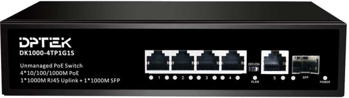 Комутатор/Суич PoE суич 4x10-100-1000M PoE + 1x1000M RJ45 Uplink + 1x1000M SFP, 65Wна ниска цена с бърза доставка - BestPC.BG