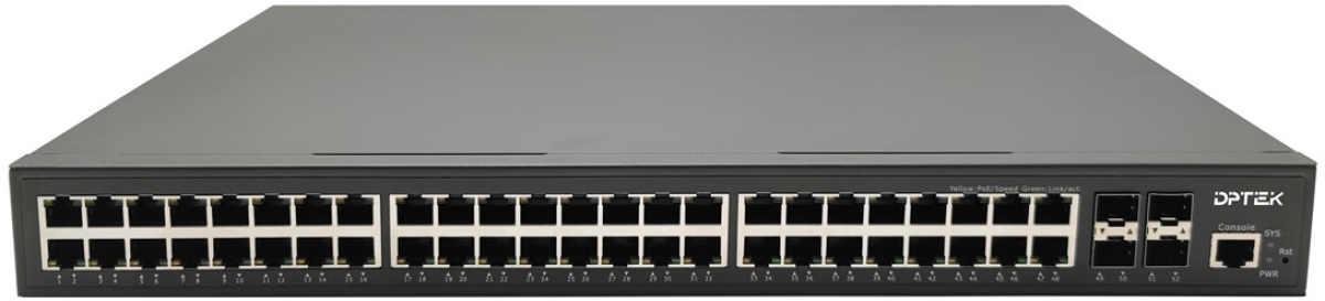 Комутатор/Суич DPTEK DK2210M-48T4S, 48x 10/100/1000 RJ45, 4x 1G/2.5GB SFP, Rack-mount, 144Gbpsна ниска цена с бърза доставка - BestPC.BG