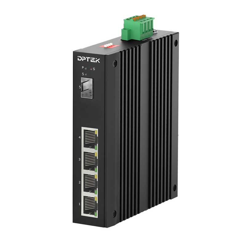 Комутатор/Суич DPTEK Индурстриален суич 4x10-100-1000Base-T RJ45 + 1x1000Base-X SFP, Din-railна ниска цена с бърза доставка - BestPC.BG