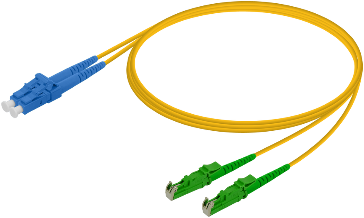 Оптична пач корда E2000-APC-LC-UPC, дуплекс, сингъл мод OS2, 2 мм оптичен пач кабел — 2 метрана ниска цена с бърза доставка - BestPC.BG