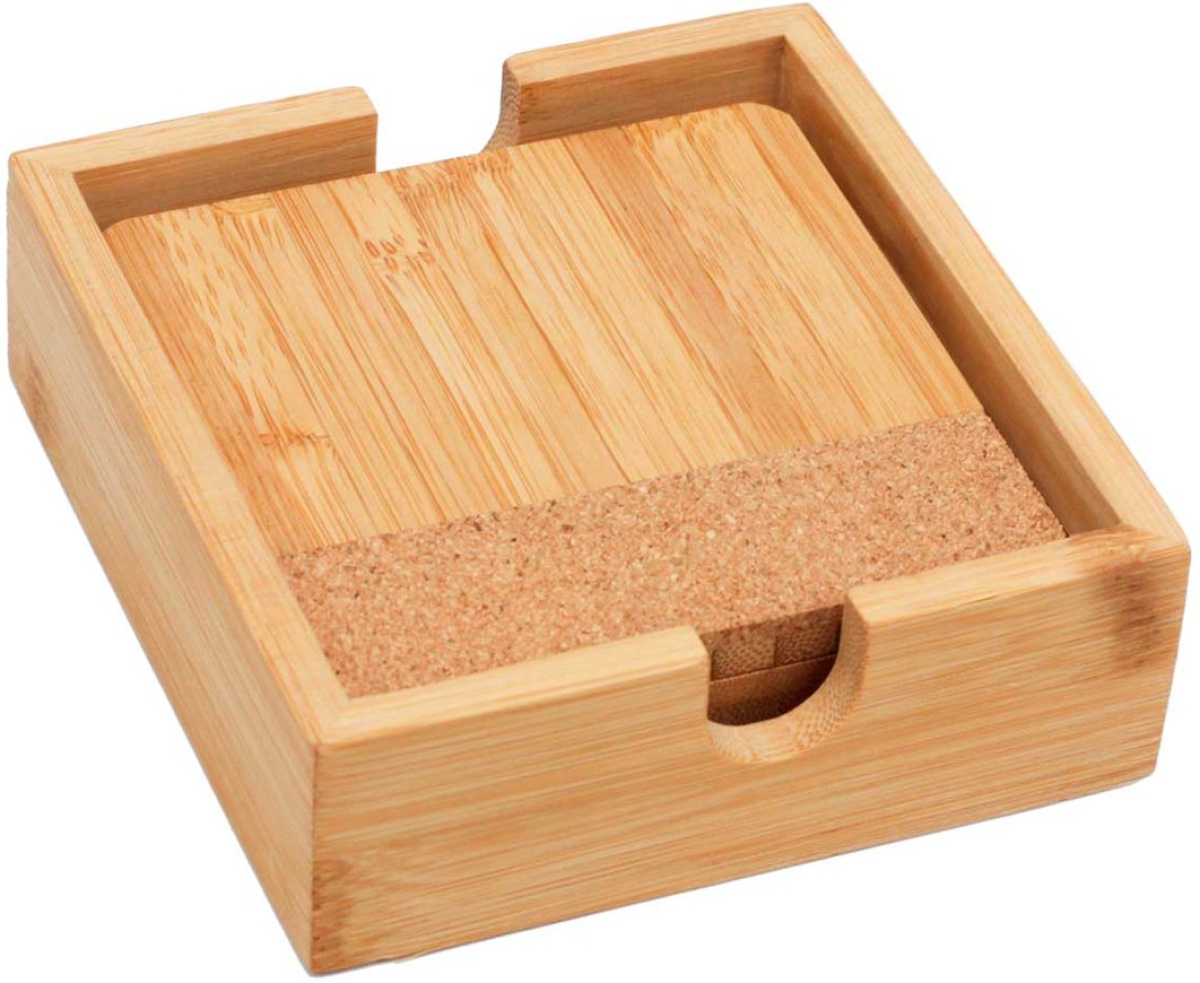 Aura Подложка за чаша, дървена, 4 броя, в кутияна ниска цена с бърза доставка - BestPC.BG