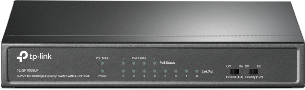 Комутатор/Суич TP-LINK TL-SF1008LP, 8× 10/100 Mbps, 802.3af PoE, 1.6 Gbps, 41 W, 1.6 Gbpsна ниска цена с бърза доставка - BestPC.BG