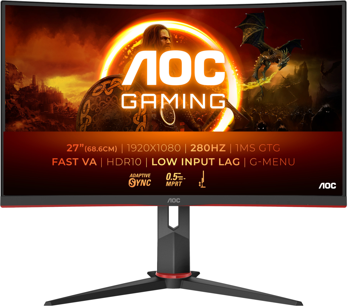 Монитор AOC C27G2Z3/BK, 27\'\' Curved gaming monitor, VA Panel, 16:9, FHD 1920 x 1080на ниска цена с бърза доставка - BestPC.BG