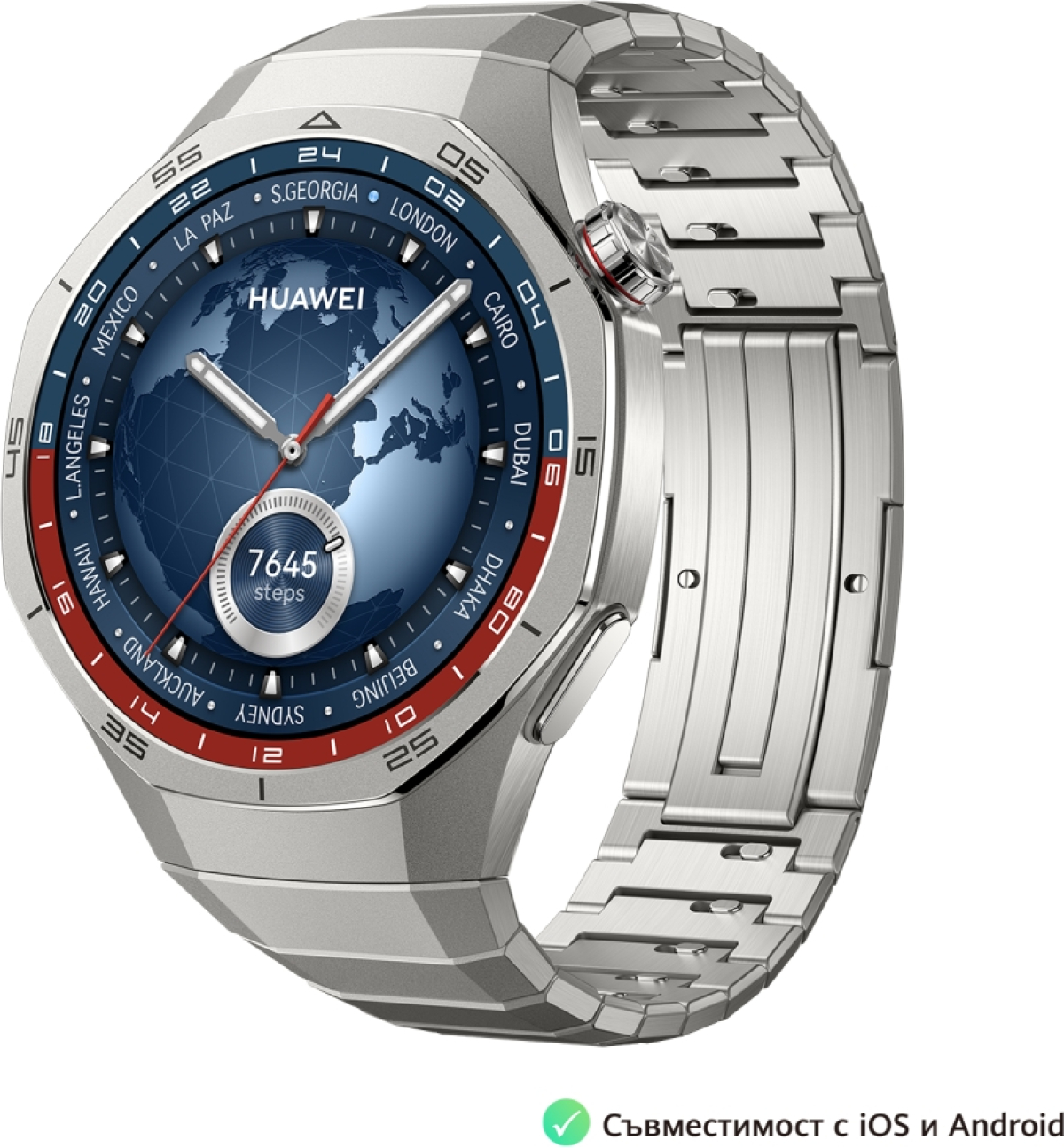 Смарт часовник Huawei Watch GT5 Pro Vili-B29M, 1.43", Amoled, 466x466, PPI 326, BT5.2, BLE-BR-EDR, 524mAh, Сребрист/сивна ниска цена с бърза доставка - BestPC.BG