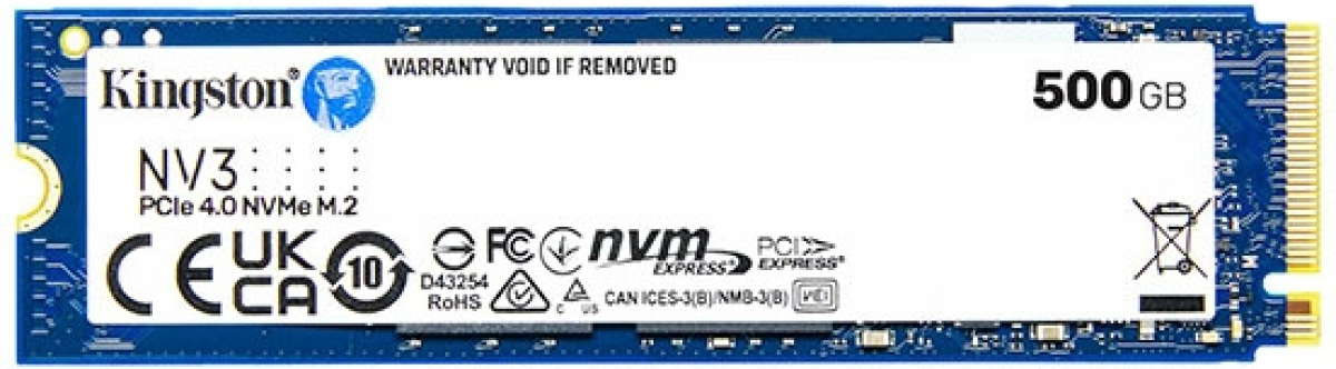 SSD Kingston NV3, 500GB, 5,000 MB/s, M.2 2280, PCIe 4.0 x4 NVMe, 20G, -40°C~85°Cна ниска цена с бърза доставка - BestPC.BG