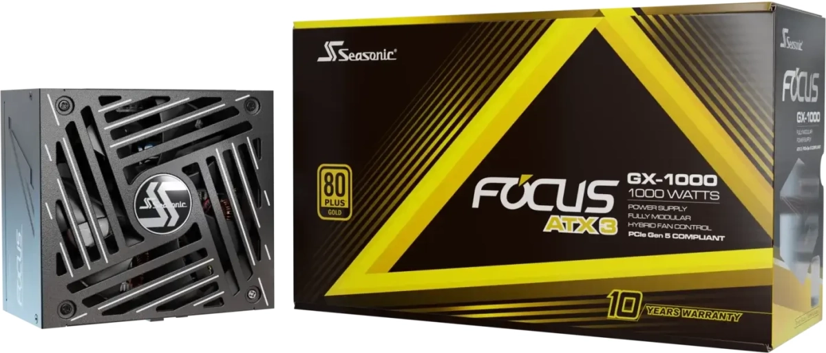 Захранване Seasonic FOCUS GX ATX 3 2024, 1000 W, 80PLUS Gold, Active PFC, Eфективност 90%, 135 mmна ниска цена с бърза доставка - BestPC.BG