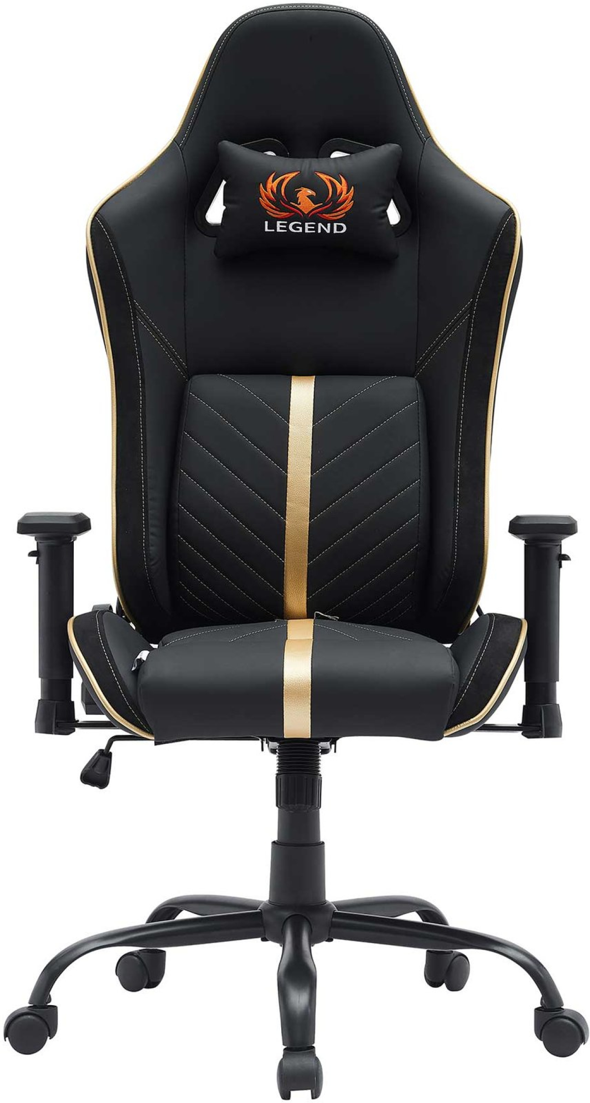 Геймърски стол RFG On Legend, екокожа, Butterfly механизъм, метална основа, до 150 kg, черно-златистна ниска цена с бърза доставка - BestPC.BG