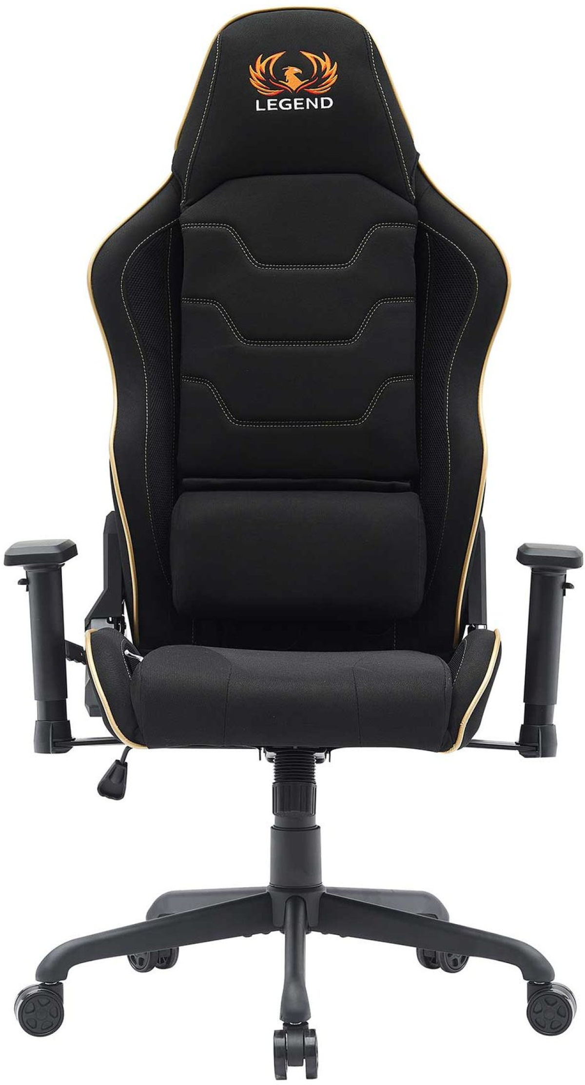 Геймърски стол RFG Move Legend, Butterfly механизъм, полипропиленова основа, до 150 kg, черно-златистна ниска цена с бърза доставка - BestPC.BG