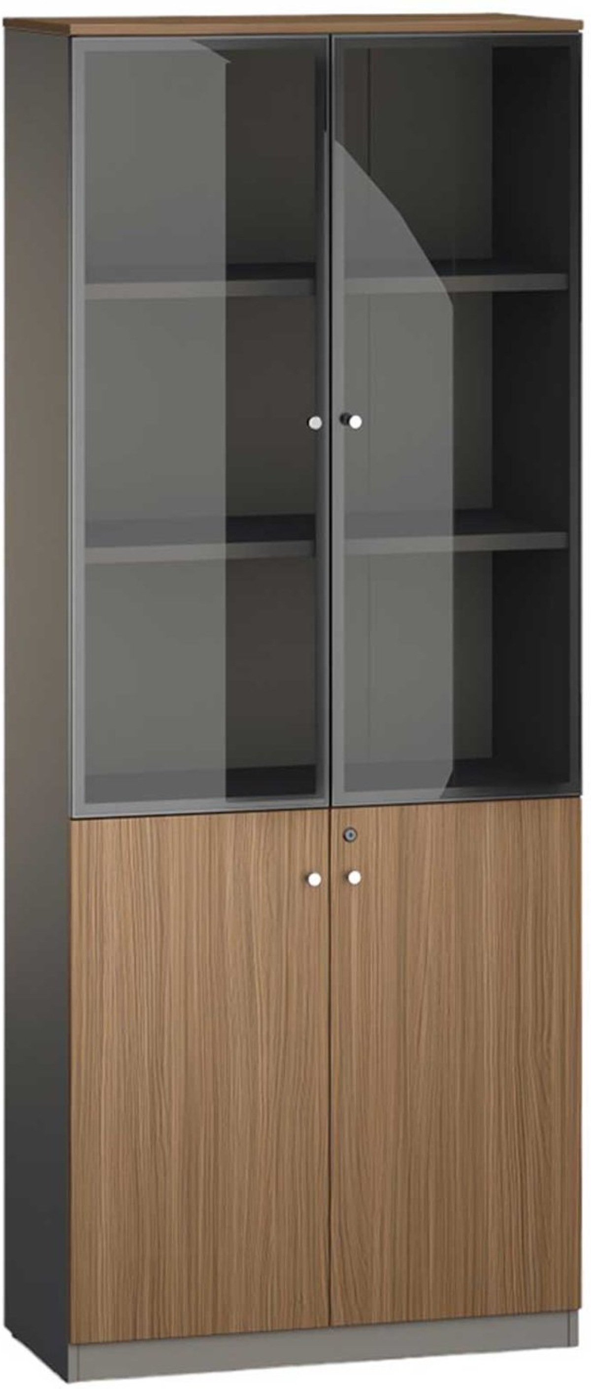 Шкаф RFG Parma, със стъклени врати, 800 х 400 х 2000 mm, ПДЧ, орех и сивона ниска цена с бърза доставка - BestPC.BG