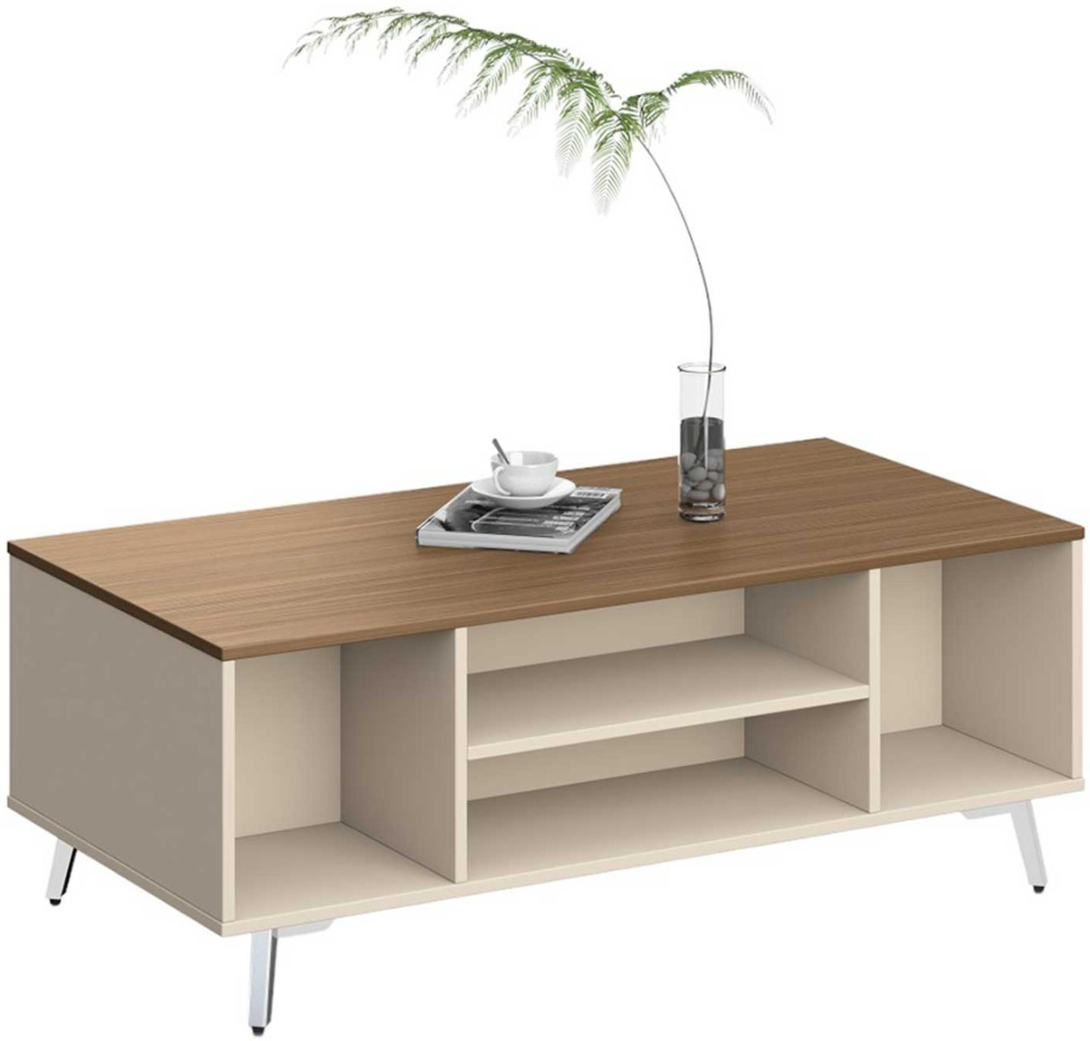 Ниска маса RFG Paris, 1200 х 600 х 450 mm, правоъгълен плот, ПДЧ 25 mm, орех и сивона ниска цена с бърза доставка - BestPC.BG