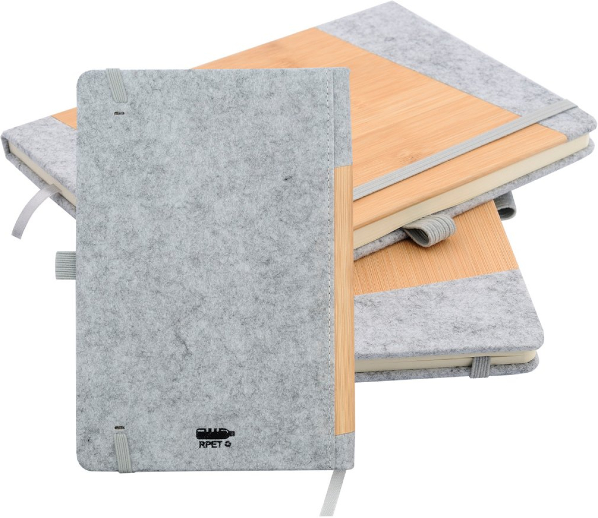 Kyoto Тефтер Деним, филц и бамбук, A5, широки редове, 80 листа, сивна ниска цена с бърза доставка - BestPC.BG