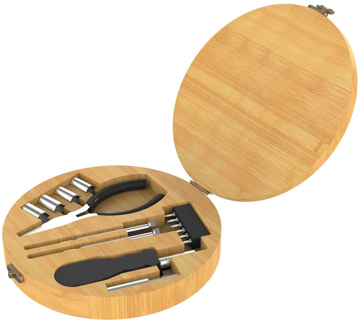 Round Tools Комплект инструменти, в кръгла кутия от бамбукна ниска цена с бърза доставка - BestPC.BG