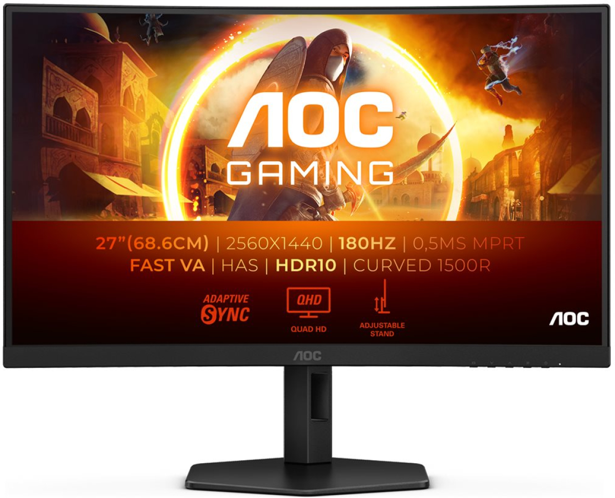 Монитор Геймърски AOC CQ27G4X 27inch 2560x1440 0.5ms 2xHDMI DP Black-Greyна ниска цена с бърза доставка - BestPC.BG