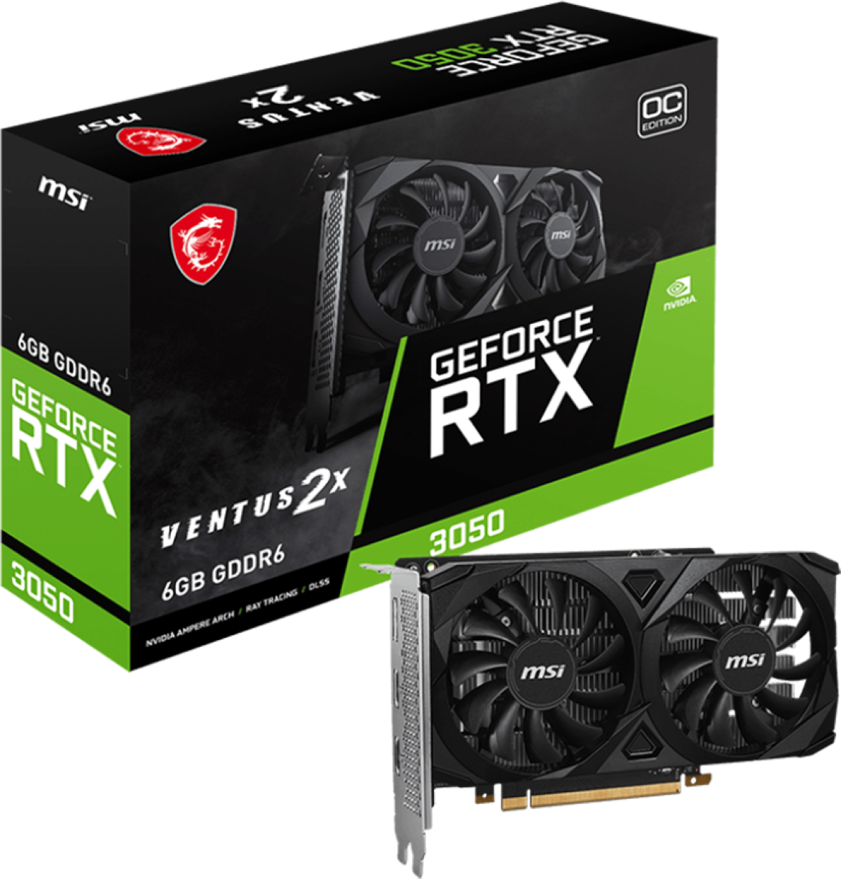 Видеокарта MSI Video Card Nvidia GeForce RTX 3050 VENTUS 2X E 6G OC, 6GB GDDR6, 96bitна ниска цена с бърза доставка - BestPC.BG