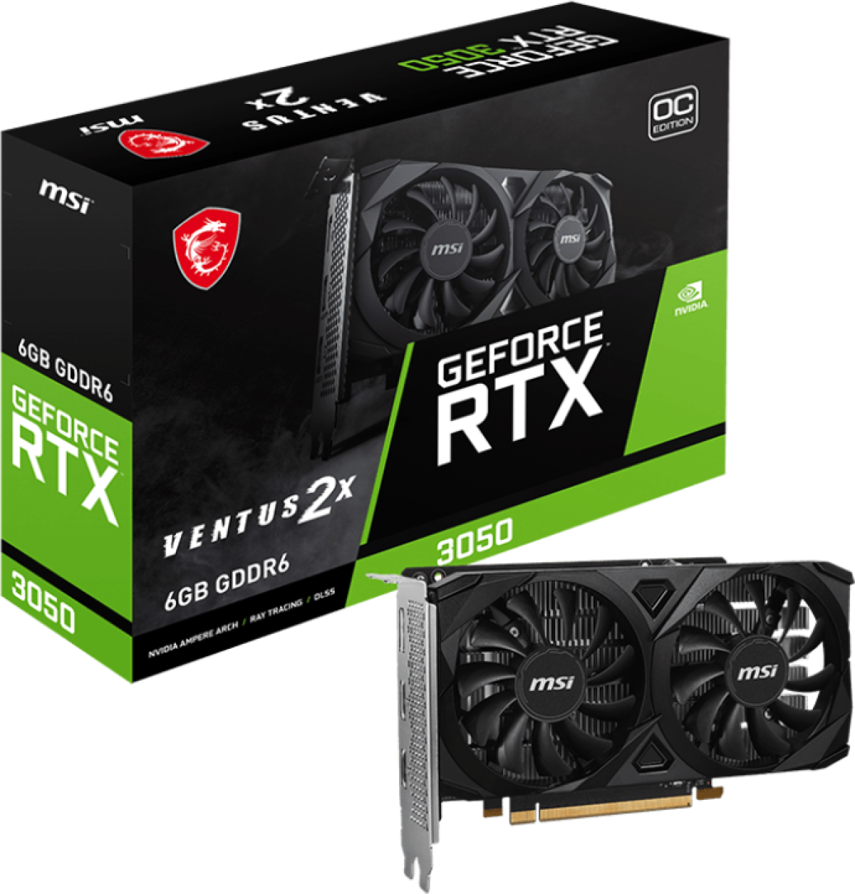 Видеокарта MSI GeForce RTX 3050 VENTUS 2X E 6G OC, GDDR6, 96-bit, Черенна ниска цена с бърза доставка - BestPC.BG