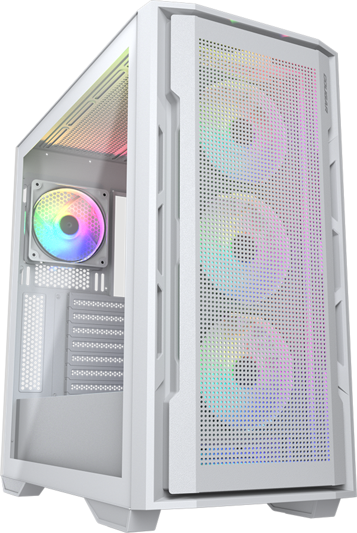 Кутия COUGAR Uniface RGB, Mid Tower, 4x 120mm ARGB, USB-Type C, Прозрачен капак, Бялна ниска цена с бърза доставка - BestPC.BG