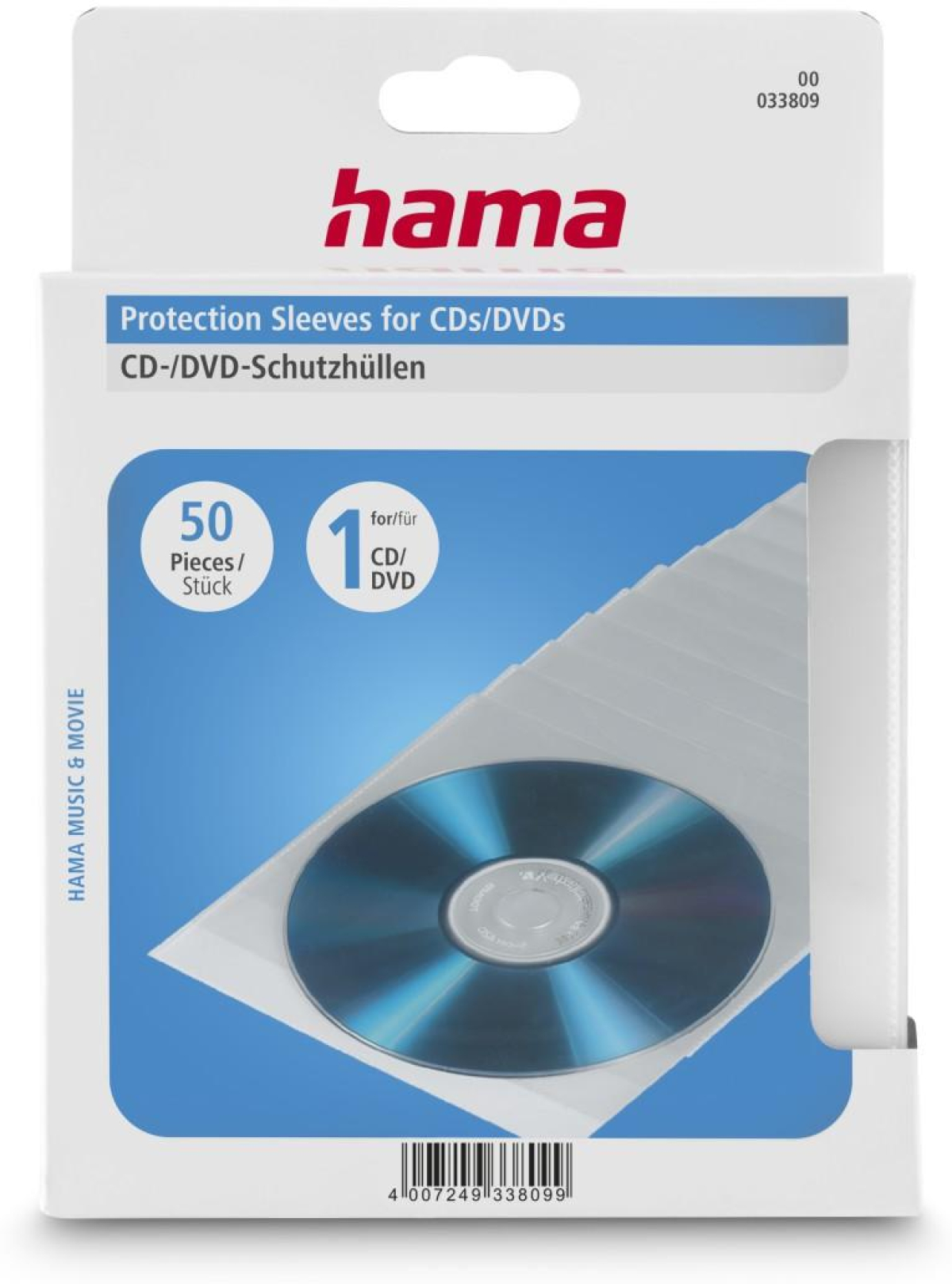 Продукт HAMA Предпазни пликове за CD-DVD, 50 бр, прозрачнина ниска цена с бърза доставка - BestPC.BG