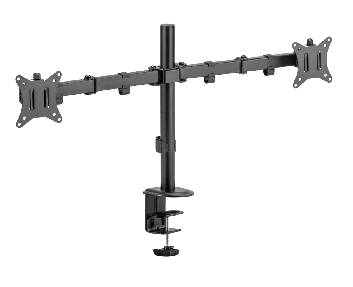 SBOX LCD-352-2-2 :: Стойка за плот, за два монитора LCD 13"-32", чернана ниска цена с бърза доставка - BestPC.BG
