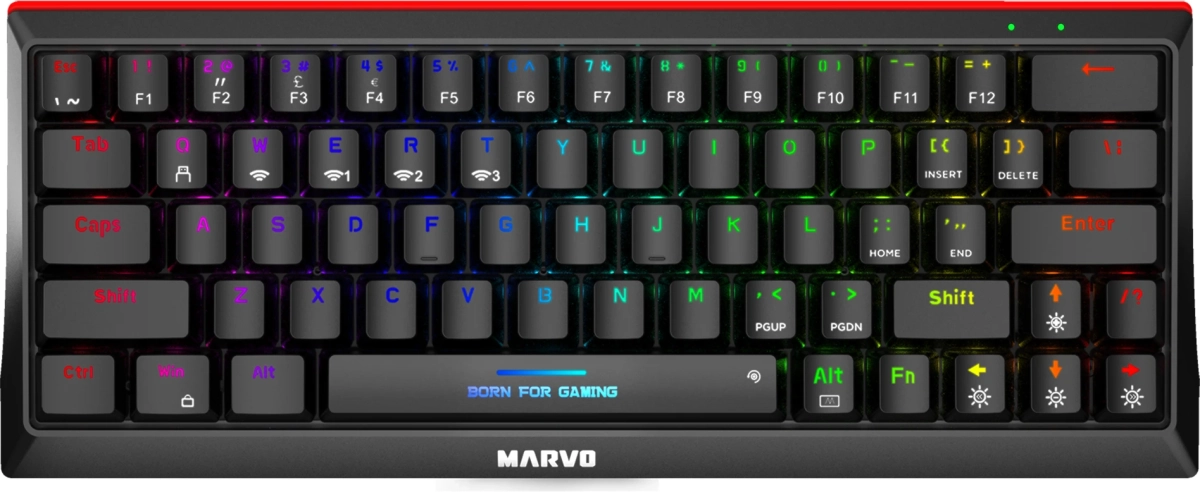 Клавиатура Marvo Hecate 61WR, Гейминг, Подсветка, 2.4G, Механична, Черенна ниска цена с бърза доставка - BestPC.BG