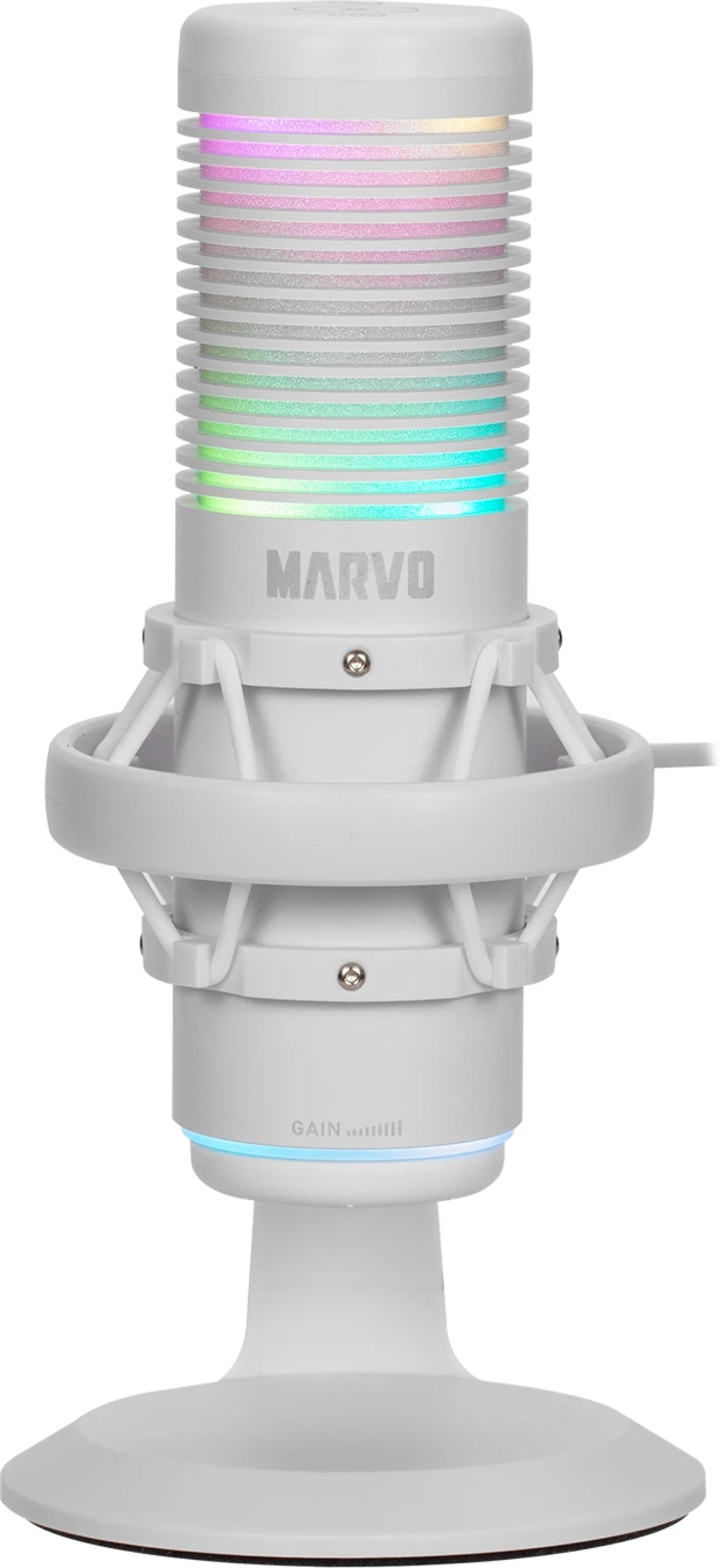 Микрофон Marvo Blast 60, Геймърски, USB кабел, -38 dB, RGB, 5v-250mA, 192 KHZ, 24BIT, 20KHZ, Бялна ниска цена с бърза доставка - BestPC.BG