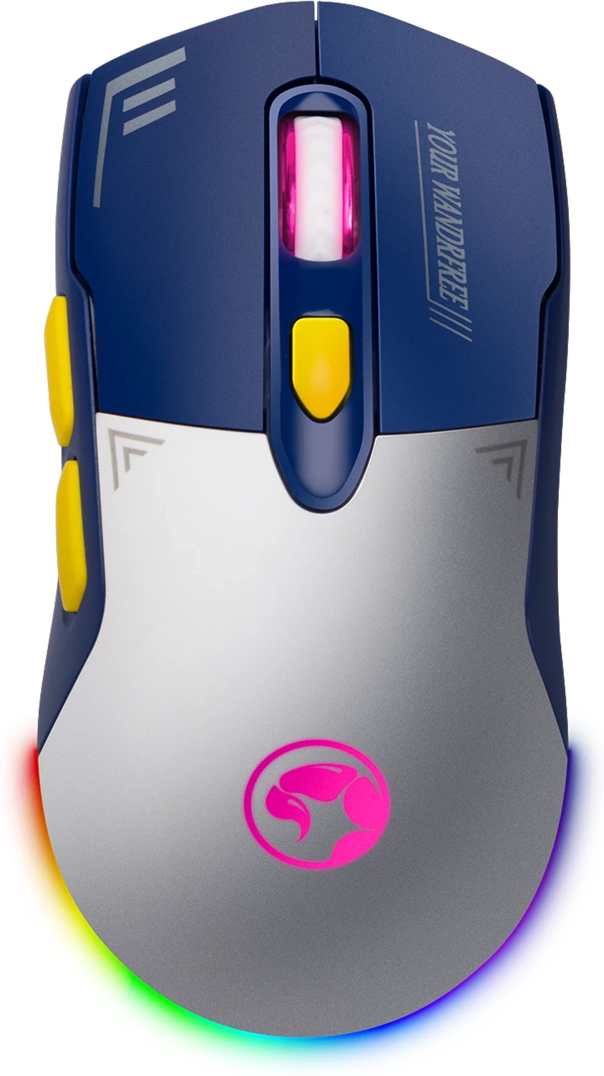 Мишка Marvo Duke 55, Безжична, RGB, Геймърска, 2.4G, 4800dpi, 250 Hz, 3.7V, 500mAh, PAW3212, Бял/Синна ниска цена с бърза доставка - BestPC.BG