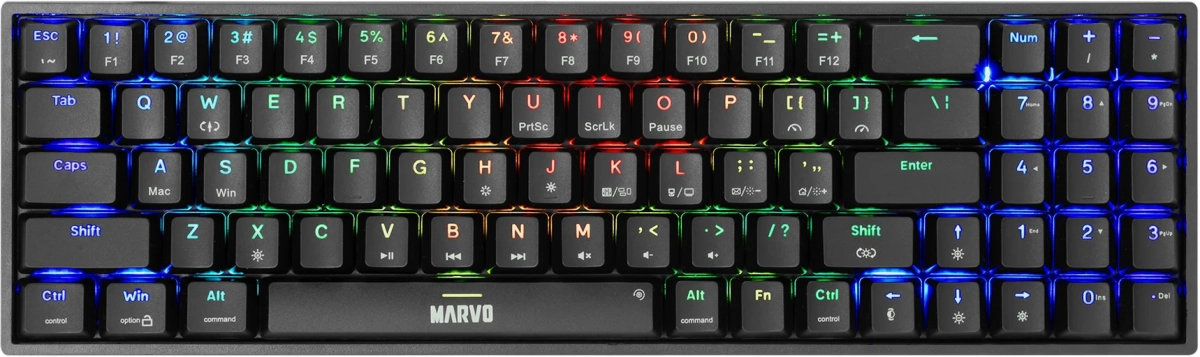 Клавиатура Marvo Shogo 78, Механична, Геймърска, RGB, USB Type-C, 1.6м кабел, Черенна ниска цена с бърза доставка - BestPC.BG