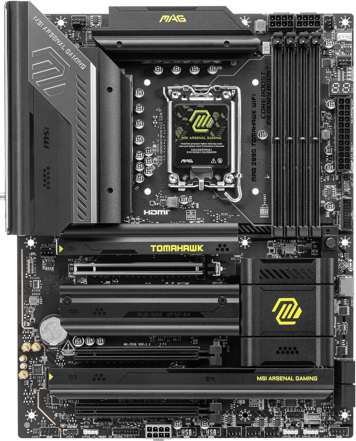 Дънна платка MSI MAG Z890 TOMAHAWK WIFI, LGA1851 сокет, 4x DDR5 слота, 256 GB, ATXна ниска цена с бърза доставка - BestPC.BG