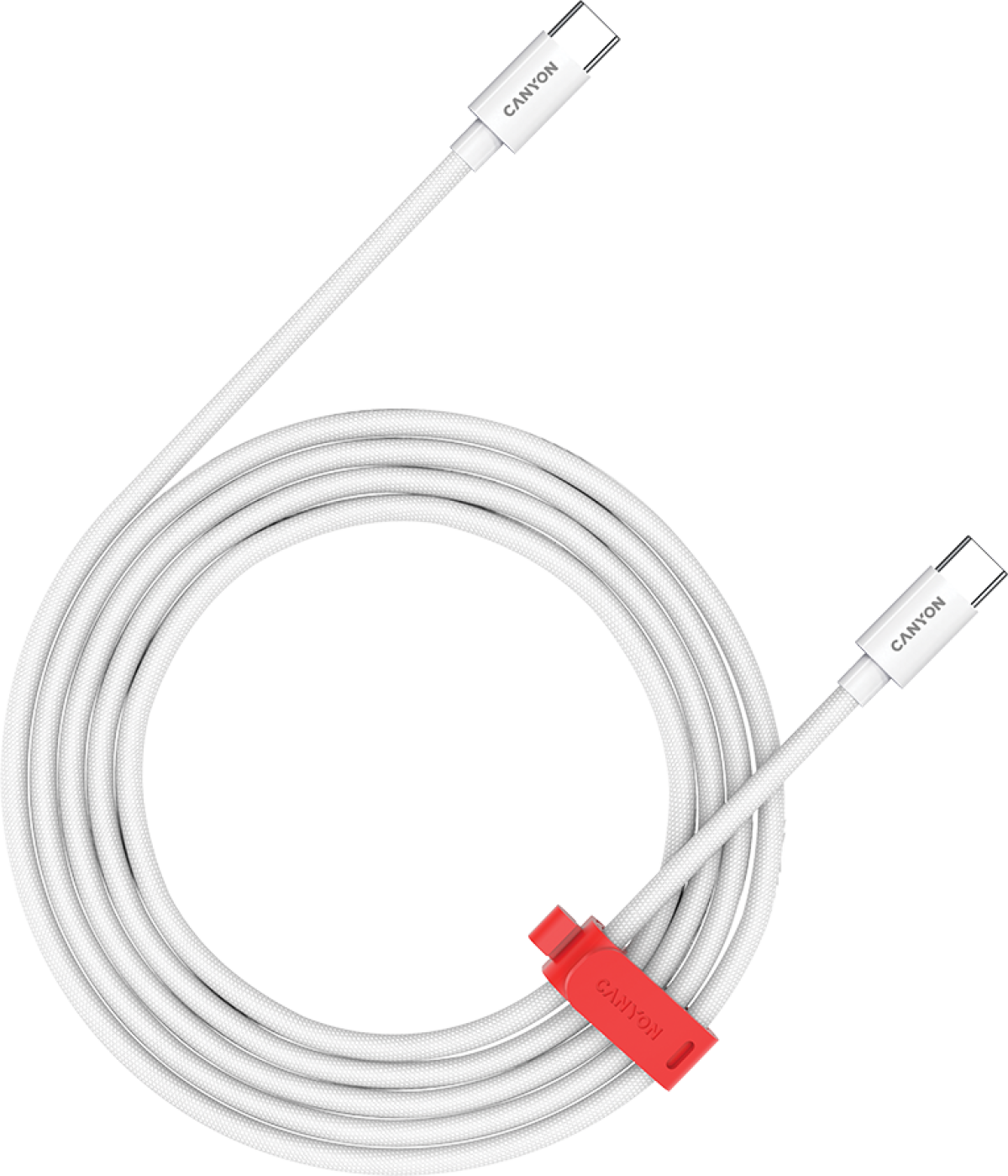 Кабел/адаптер CANYON cable CC60AB C-C 60W Braided 2м, Бялна ниска цена с бърза доставка - BestPC.BG