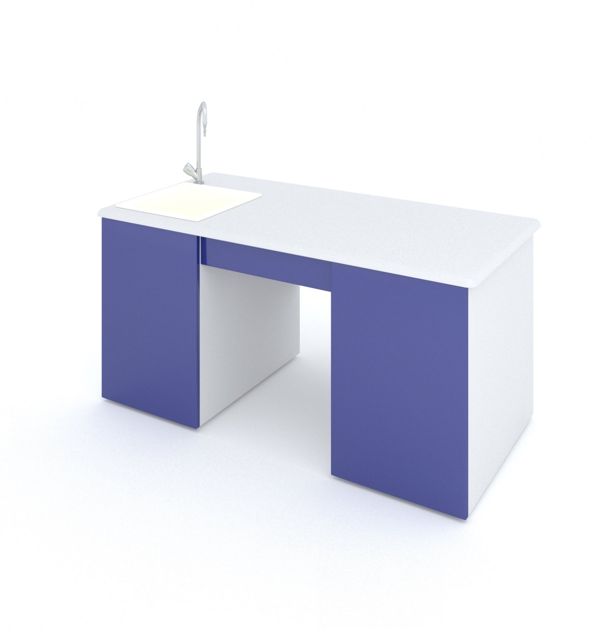 Бюро Учителска маса RFG, лабораторна, 160 х 70 х 75 cm, HPL плот, синьо-бялана ниска цена с бърза доставка - BestPC.BG