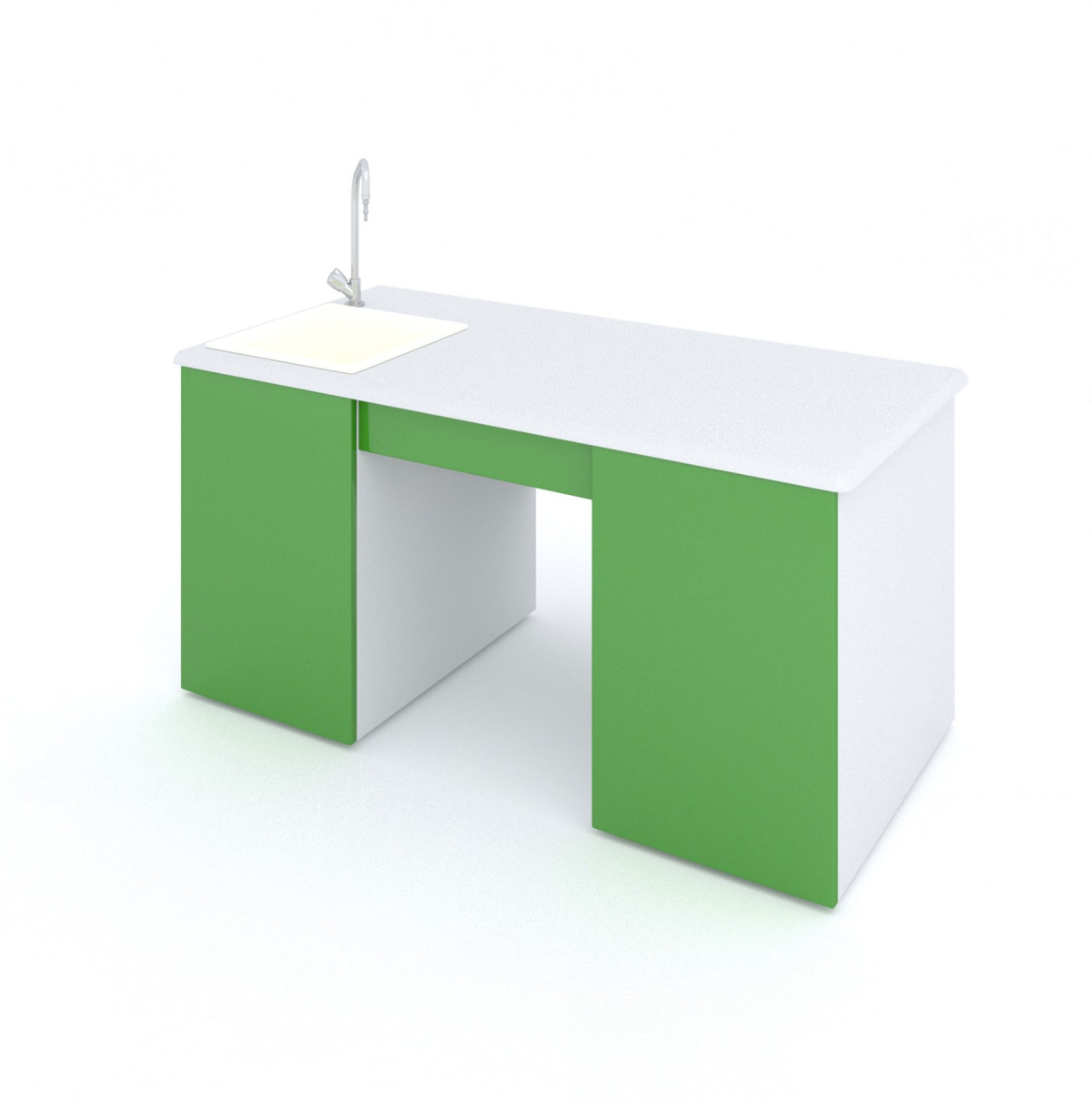 Бюро Учителска маса RFG, лабораторна, 160 х 70 х 75 cm, HPL плот, зелено-бялана ниска цена с бърза доставка - BestPC.BG