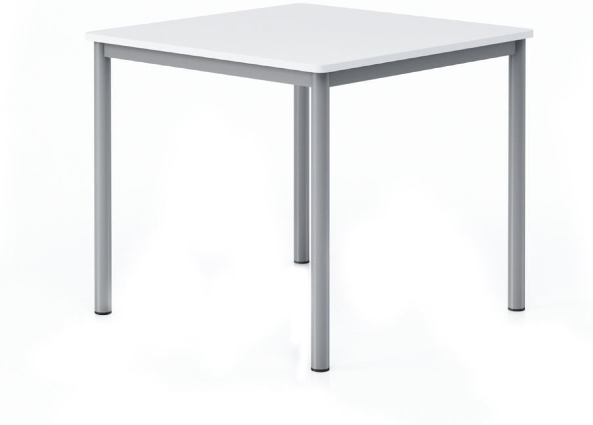 Бюро RFG Ученическа маса Kare, над VIII клас, 800 х 800 х 750 мм, Бял плот, Сив метална ниска цена с бърза доставка - BestPC.BG