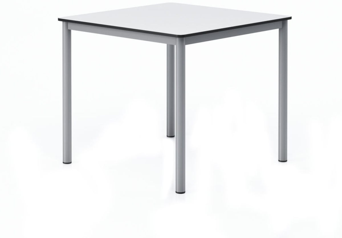 Бюро RFG Ученическа маса Kare, над VIII клас, 800 х 800 х 750 мм, HPL, Бял плот, Сив метална ниска цена с бърза доставка - BestPC.BG