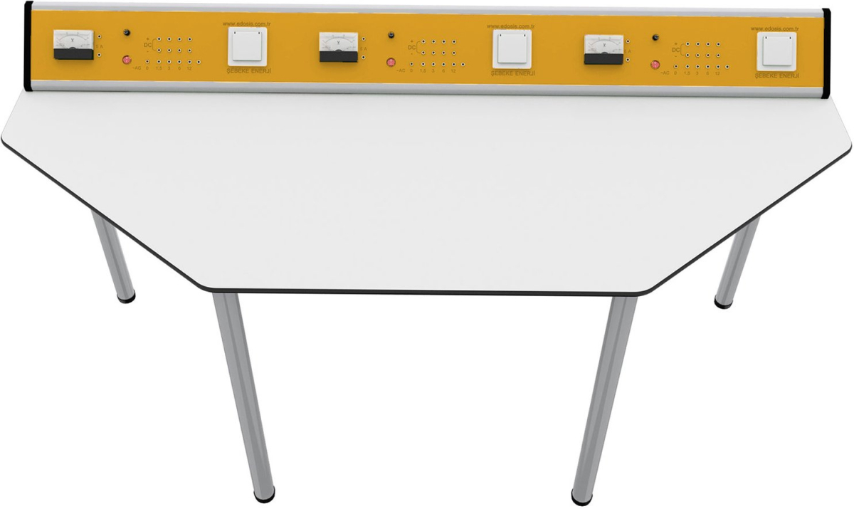 Бюро Работно RFG Лабораторна маса по физика Quin, над VII клас, 1700 х 700 х 750 мм, Жълт-бялна ниска цена с бърза доставка - BestPC.BG