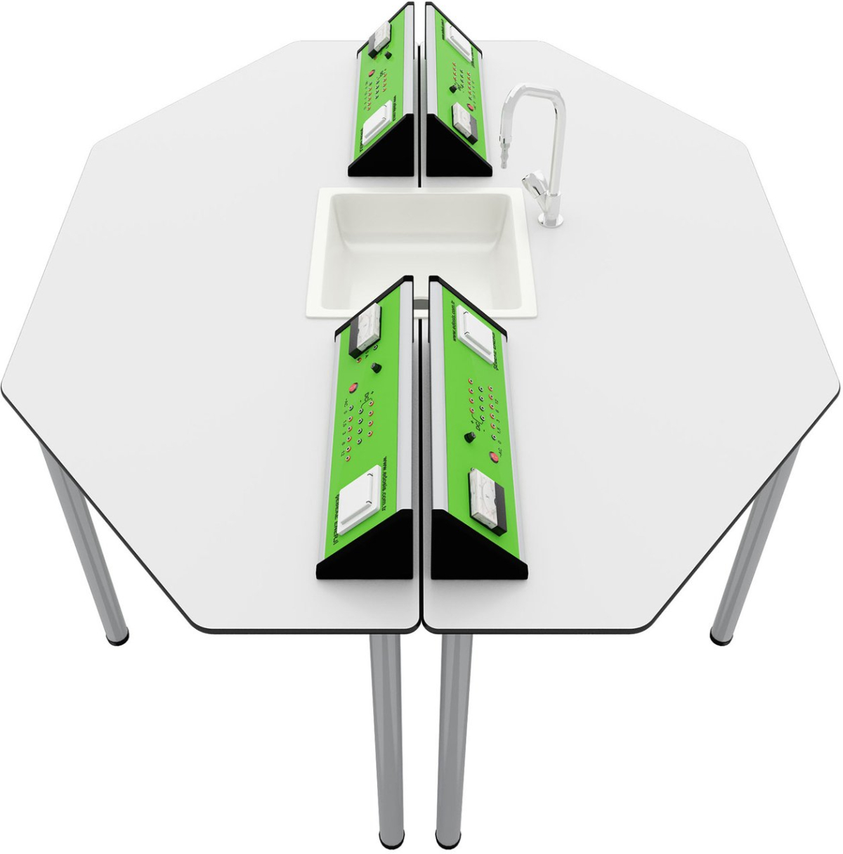 Бюро RFG Ученическа маса Hexa, лабораторна, над VII клас, 170 х 140 х 75 cm, Зелен-бялна ниска цена с бърза доставка - BestPC.BG