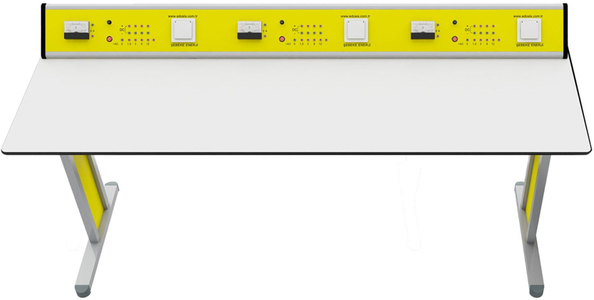 Бюро Ученическа маса RFG Flat, лабораторна, над VII клас, 180 х 60 х 75 cm, метални крака, жълто-бялана ниска цена с бърза доставка - BestPC.BG