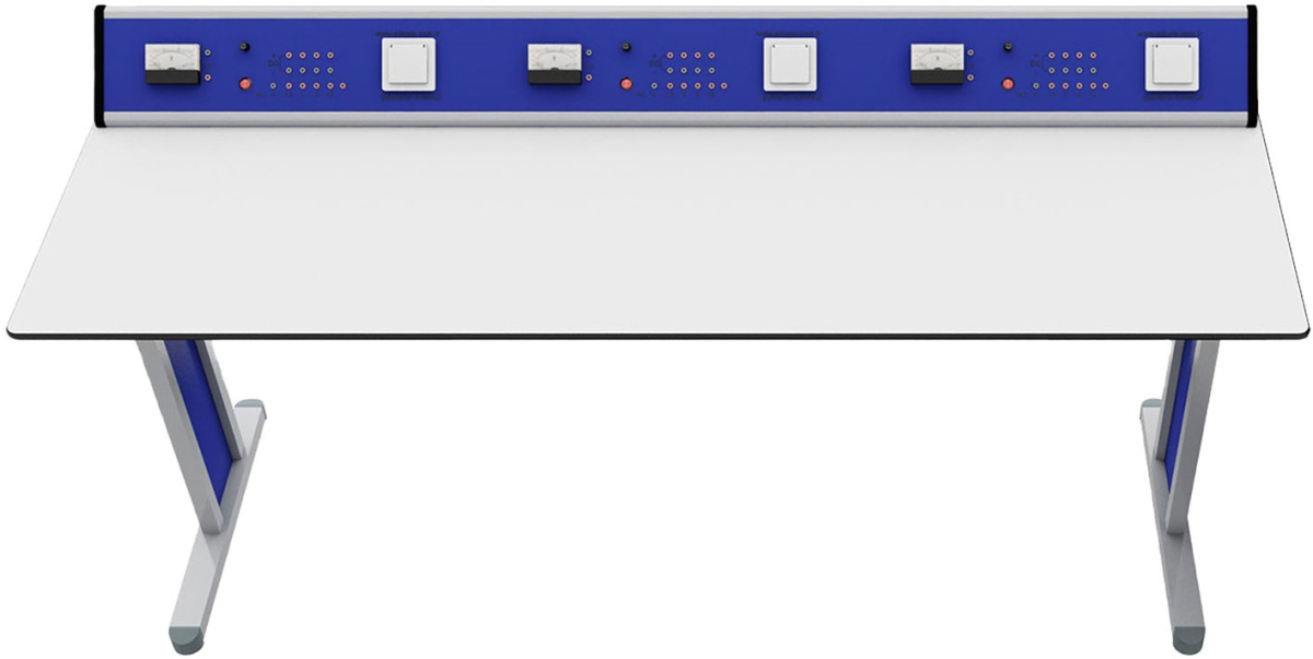 Бюро Ученическа маса RFG Flat, лабораторна, над VII клас, 180 х 60 х 75 cm, HPL плот, метални крака, синьо-бялана ниска цена с бърза доставка - BestPC.BG