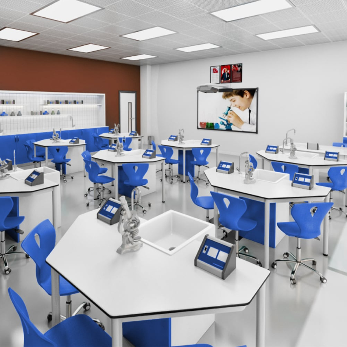 Бюро RFG Кабинет по химия и биология Quin, над VII клас, за 24 ученика, Бял-синна ниска цена с бърза доставка - BestPC.BG