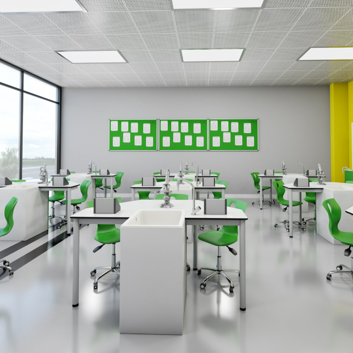 Бюро RFG Кабинет по химия и биология Quin, над VII клас, за 24 ученика, Бял-зеленна ниска цена с бърза доставка - BestPC.BG