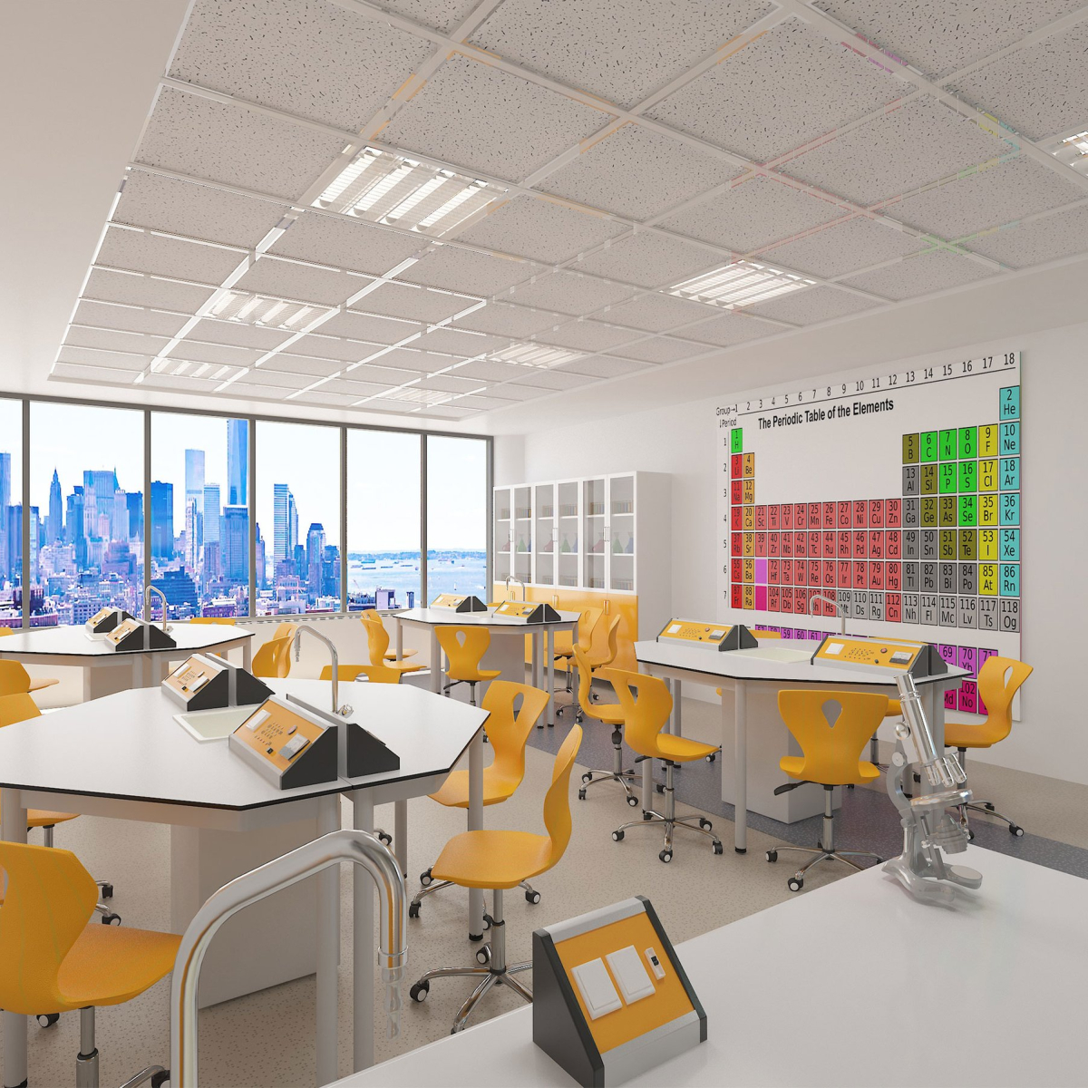 Бюро RFG Кабинет по химия и биология Hexa, за 24 ученика, Бял-жълтна ниска цена с бърза доставка - BestPC.BG