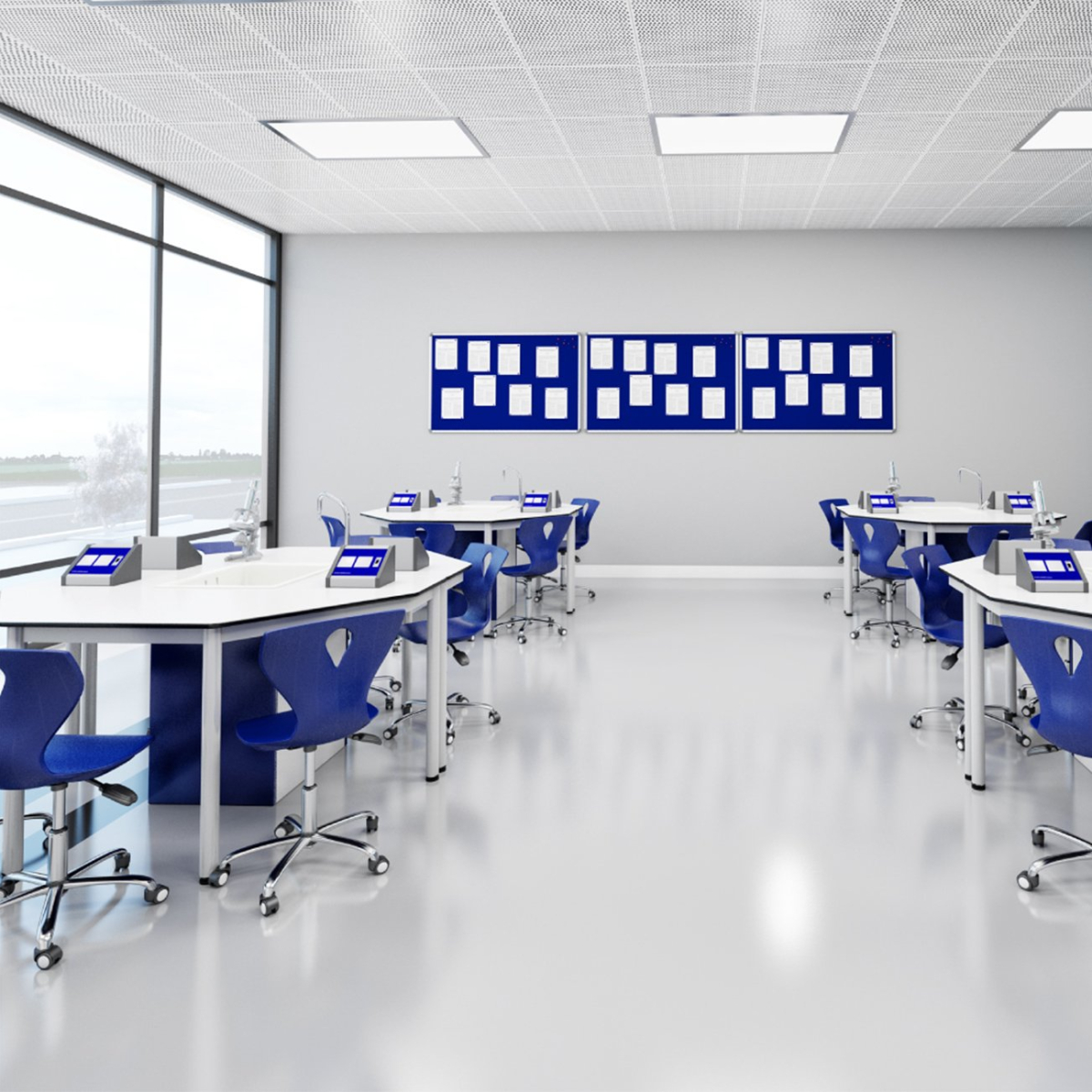 Бюро RFG Кабинет по химия и биология Hexa, над VII клас, за 24 ученика, Бял-синна ниска цена с бърза доставка - BestPC.BG