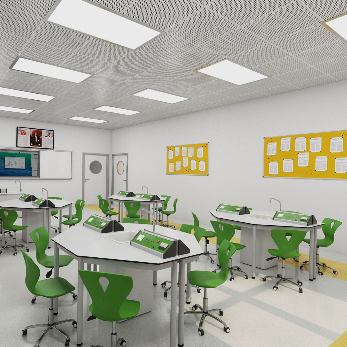 Бюро RFG Кабинет по химия и биология Hexa, над VII клас, за 24 ученика, Бял-зеленна ниска цена с бърза доставка - BestPC.BG