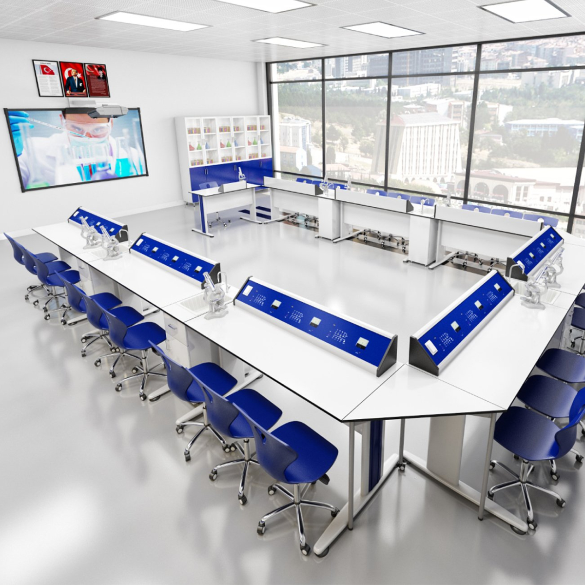 Бюро RFG Кабинет по химия и биология Flat, над VII клас, за 24 ученика, Бял-синна ниска цена с бърза доставка - BestPC.BG